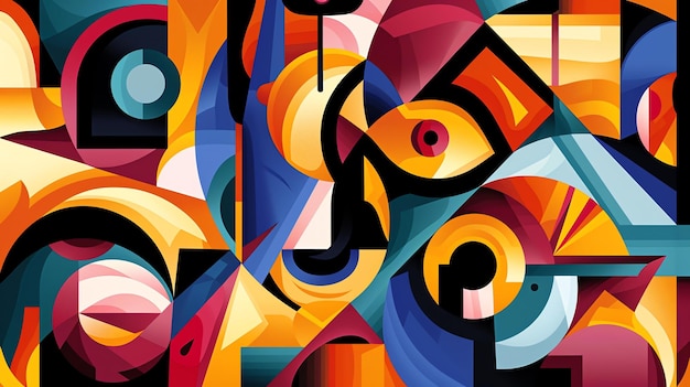 Colorful geometric shapes and patterns Abstract painting with vibrant colors Modern art