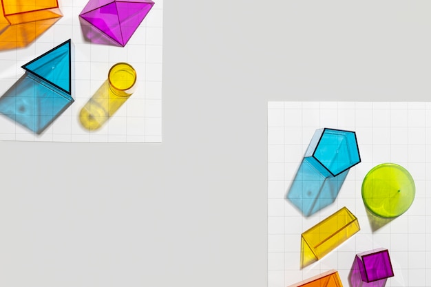 Colorful geometric shapes with copy space