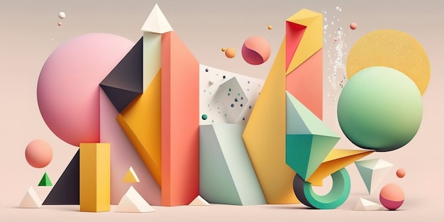 Colorful geometric shapes with pastel tones