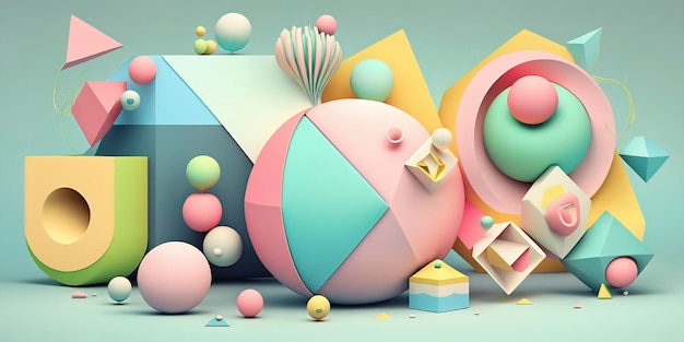 Colorful geometric shapes with pastel tones