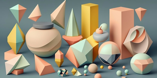 Colorful geometric shapes with pastel tones