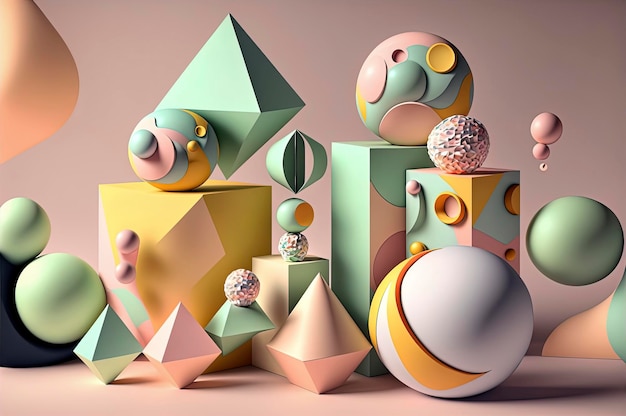 Colorful geometric shapes with pastel toneswallpaper