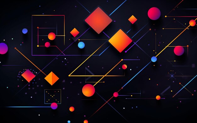 Colorful geometric structures design on black background wallpaper dark background AI generated