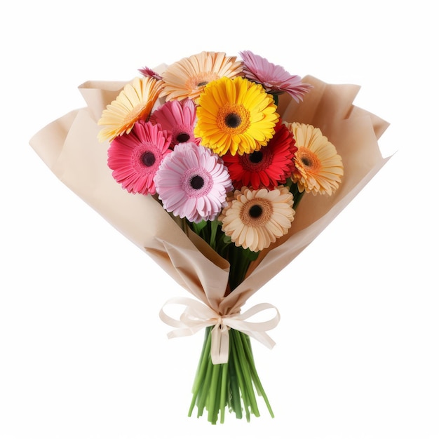 Colorful Gerbera Bouquet Wrapped In Hallyu Style Paper