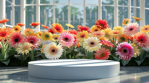 Photo colorful gerbera daisies brightening up a modern space with joyful vibes