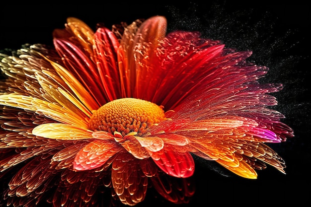 Colorful gerbera flower on black background Close up