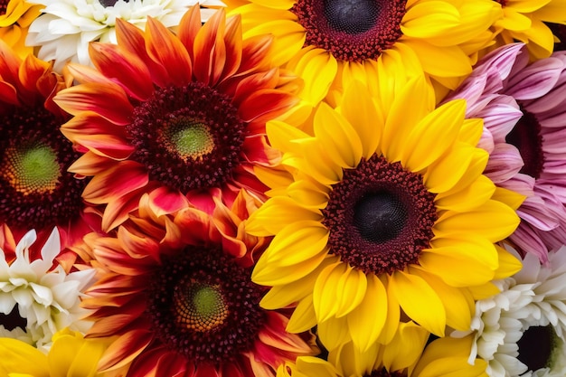 Colorful gerberas and daisies as a background