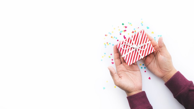 Colorful gift box on white background