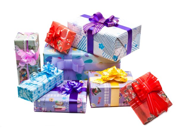 Photo colorful gifts box isolated