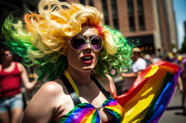 Colorful girls having fun on gay pride day Generative ai