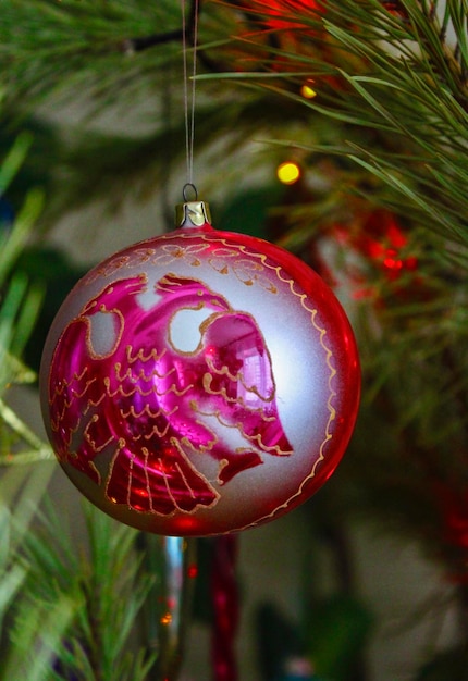 Colorful glass ball on the Christmas tree