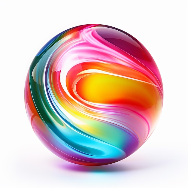 a colorful glass ball with rainbow colors on it