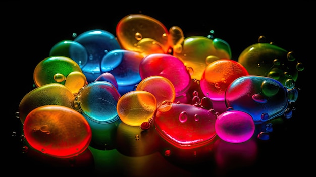 Photo colorful glass beads on a black background