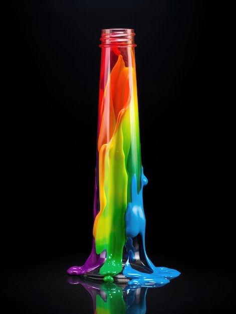 a colorful glass bottle