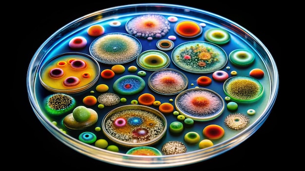 a colorful glass bowl with the bubbles in the middle