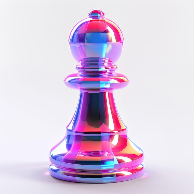 A colorful glass chess piece Queen shining on a white background Generative AI