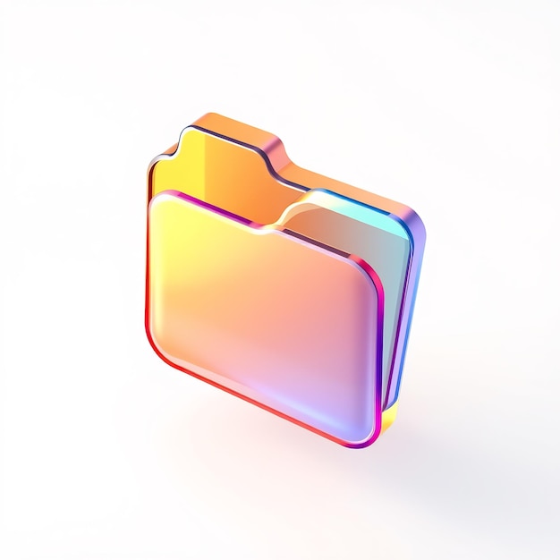 Photo colorful glass folder icon on white background