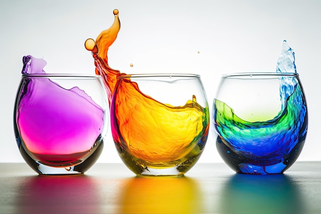 A colorful glass is being poured into a glass.