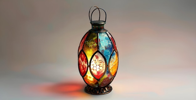 Photo a colorful glass lantern with a colorful design on it