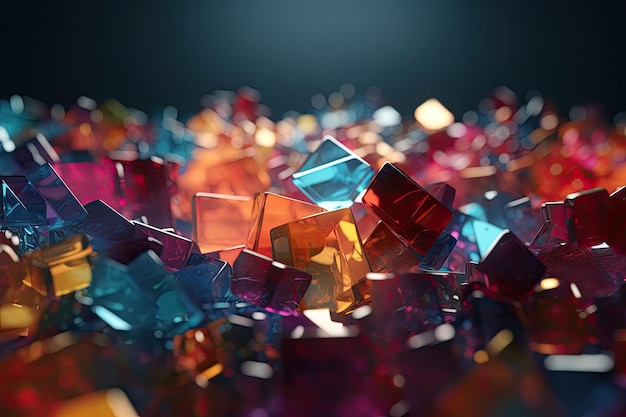 Colorful glass square shapes Simple flat pieces and translucent layers Generative AI illustration