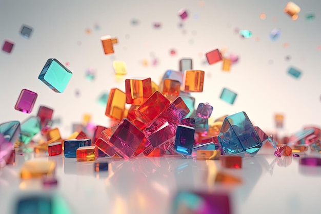 Colorful glass square shapes Simple flat pieces and translucent layers Generative AI illustration