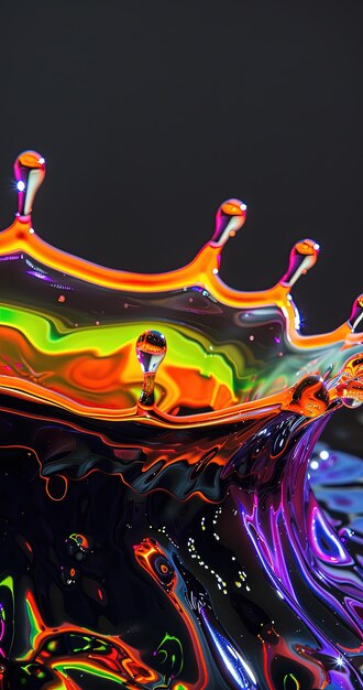 Photo a colorful glass with different colored liquid on it