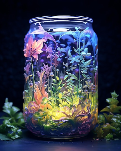 Colorful Glass with Indoor Plants