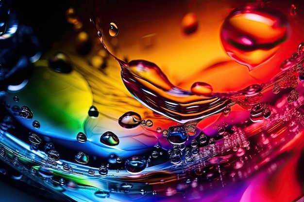 A colorful glass with water drops on it