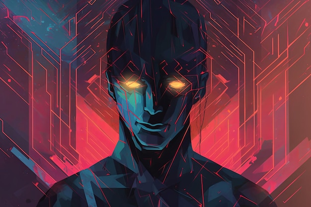 Colorful Glitchy Ambient Dark Portrait Graphic Illustration