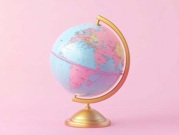 A Colorful Globe on a Pink Background