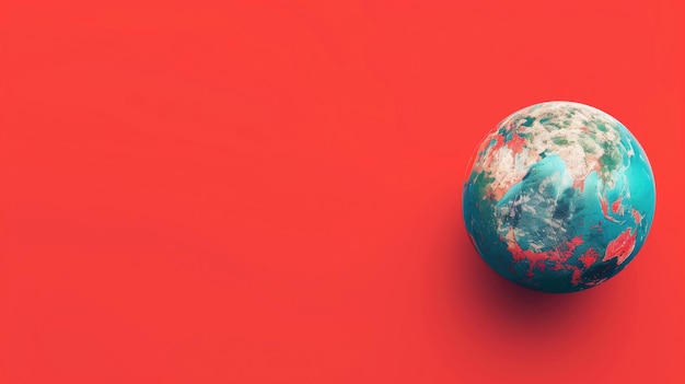 Colorful globe on vibrant red background with ample space for text or design elements