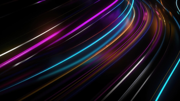 Colorful glossy stripes and neon lights abstract background Generative AI