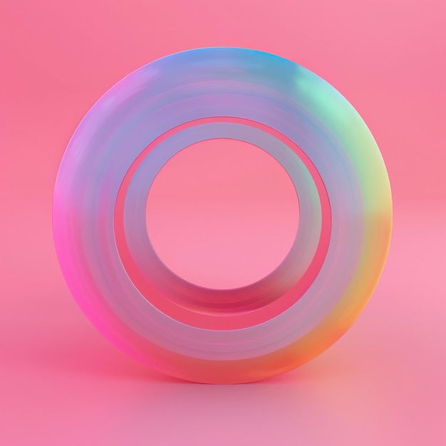 Colorful glossy torus on the pink background 3d illustration