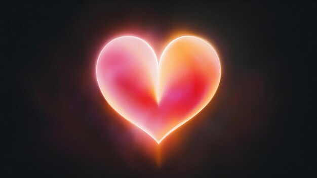 Photo colorful glowing heart on a dark background soft focus