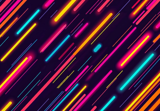 Photo colorful glowing lines and stripes illuminate an abstract neon backdrop