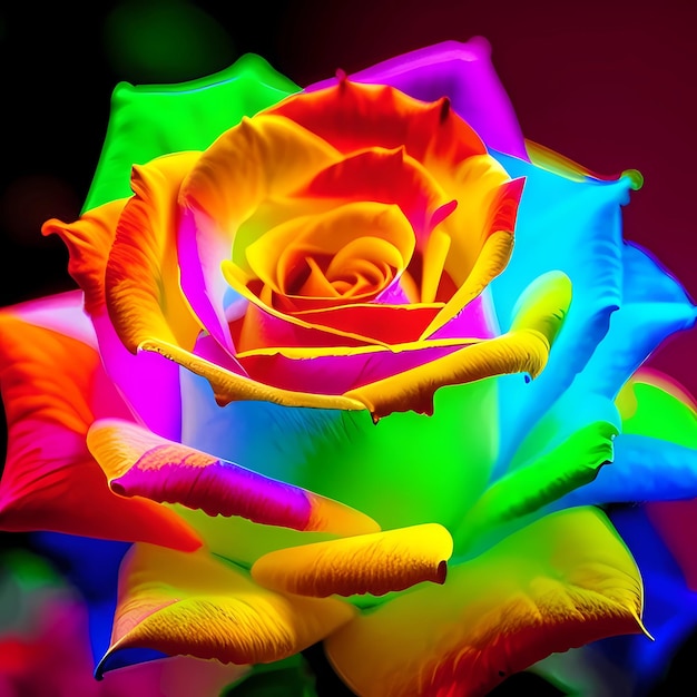 Colorful glowing rose flower abstract art background