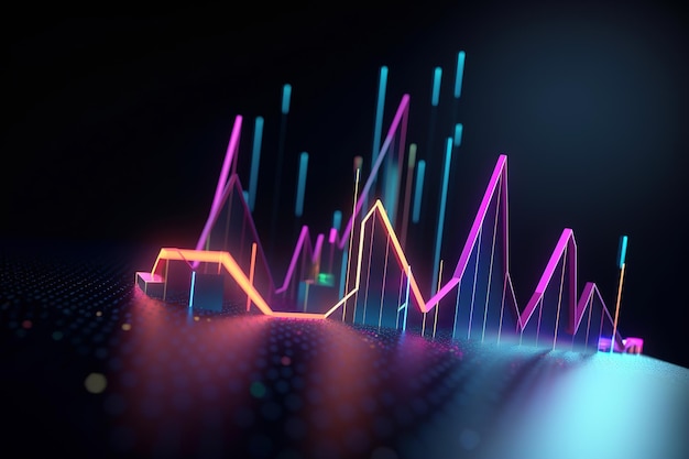 Colorful glowing stock market chart Generative AI Investment and finance business concept