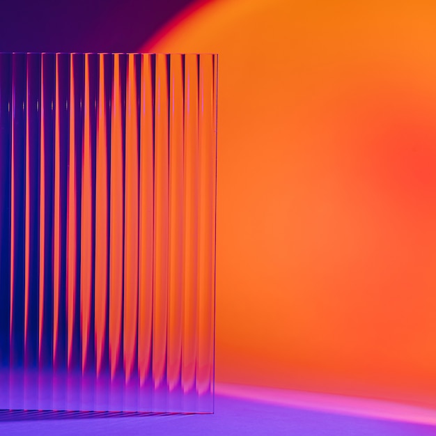 Colorful gradient background with ribbed acrylic plate