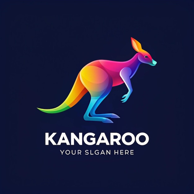 Photo colorful gradient kangaroo logo design illustration