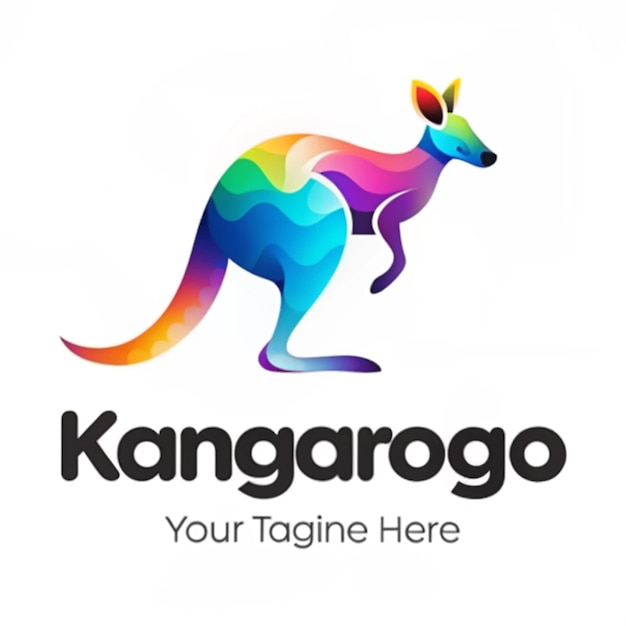 Photo colorful gradient kangaroo logo design illustration