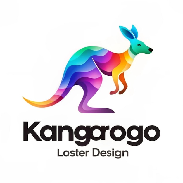 Photo colorful gradient kangaroo logo design illustration