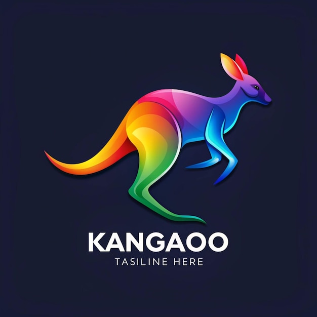 Photo colorful gradient kangaroo logo design illustration