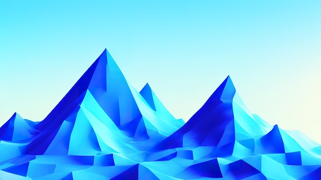 Colorful Gradient Mountain Landscape Low poly 3D Render