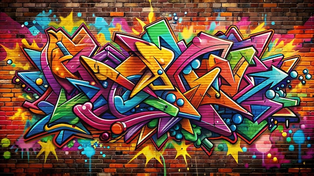 Photo colorful graffiti on a brick wall