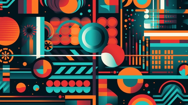 A colorful graphic of a cityscape with a large number of circles on it.