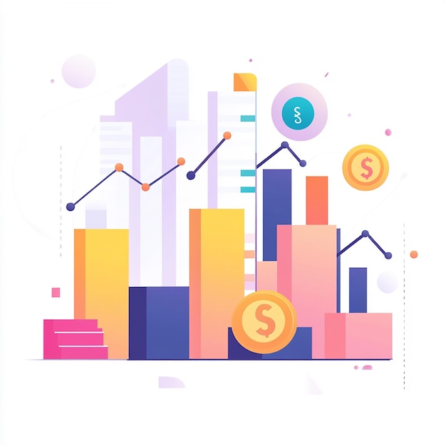 a colorful graphic with a graph and a line graph