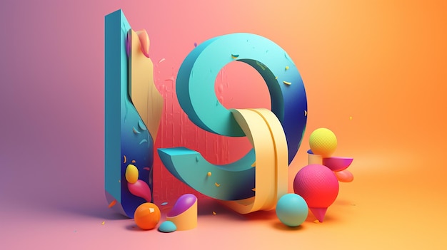 A colorful graphic with the letters q and a colorful background.