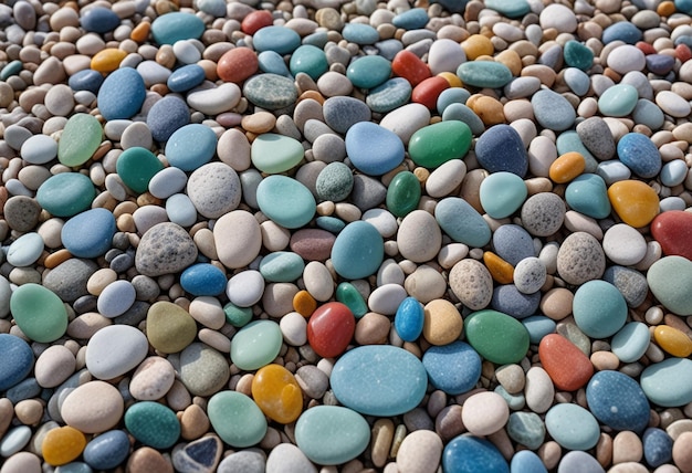 a colorful gravel floor with many colorful rocks