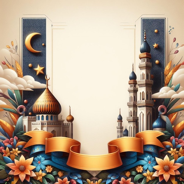 colorful greeting card designs with an Islamic theme providing free space for greetings