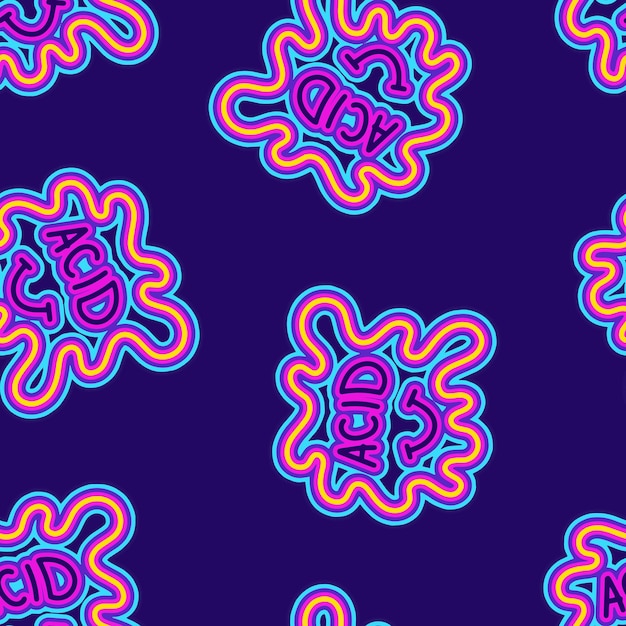 Photo colorful groovy hippie pattern with geometric shapes on blue background